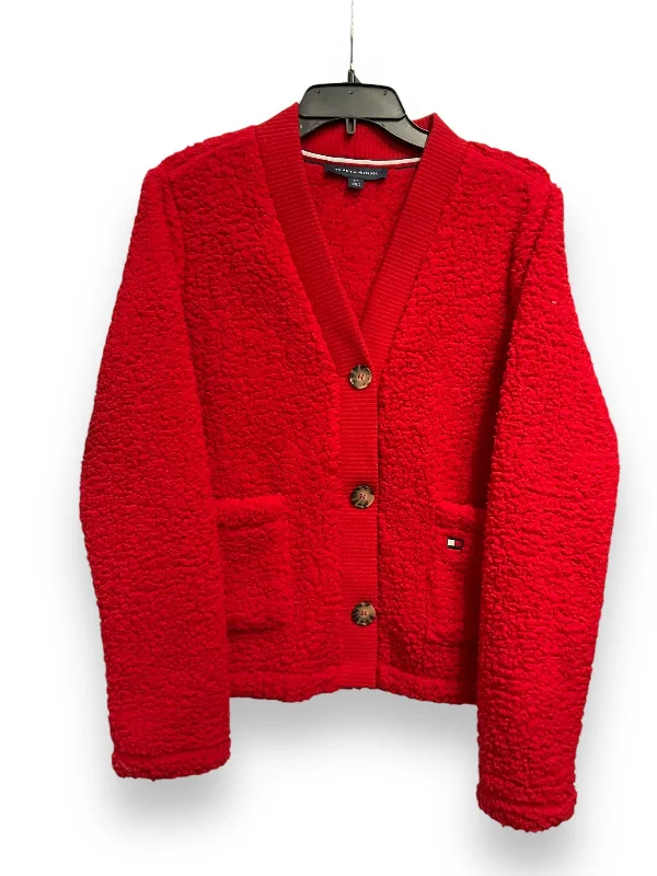 Women's Narrow Collar SweatersCardigan By Tommy Hilfiger In Red, Size: Sp