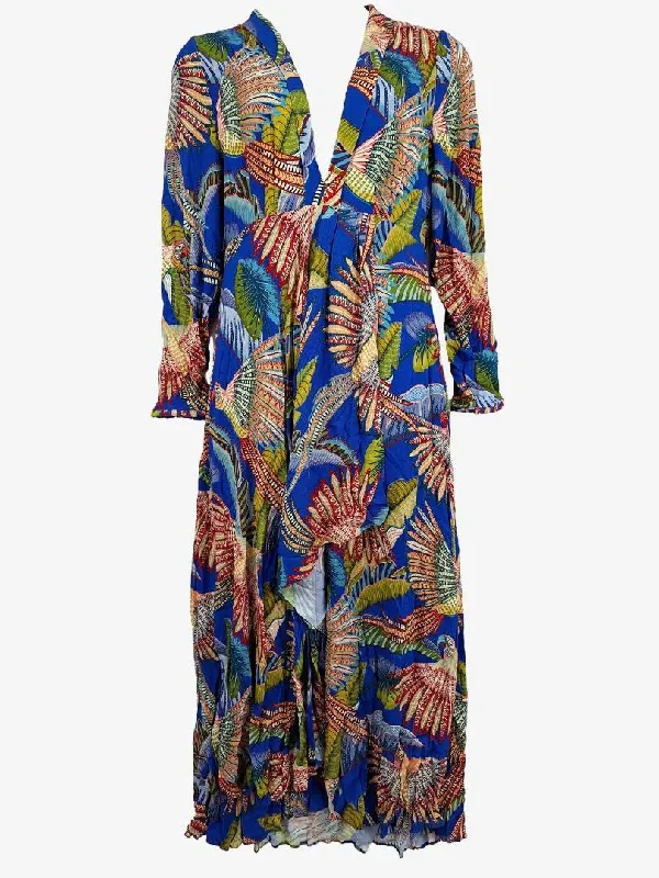 Women's Maxi DressesFarm Rio Macaw Flight Blue Maxi Dress Size L