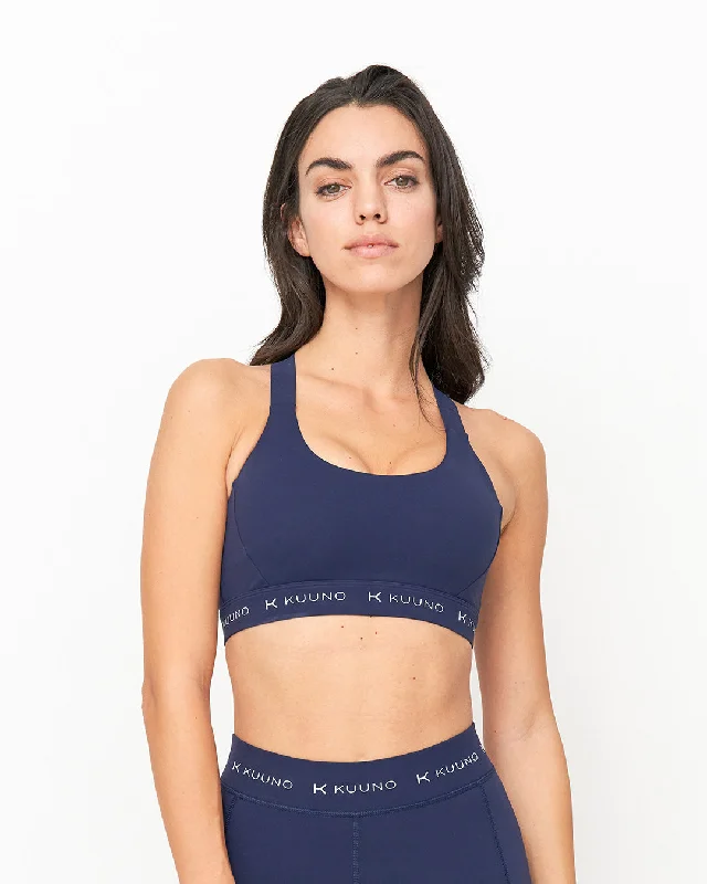 convertible bra with hook-and-eye closureDynamic Sports Bra Navy Blue