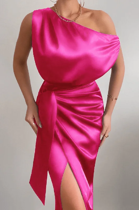 Women's Rounded Collar DressesKharisma Midi Dress - Hot Pink