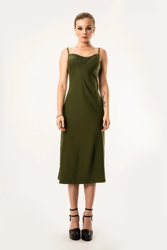 women's pajamas with a charming, vintage aestheticGia Slip dress - olive