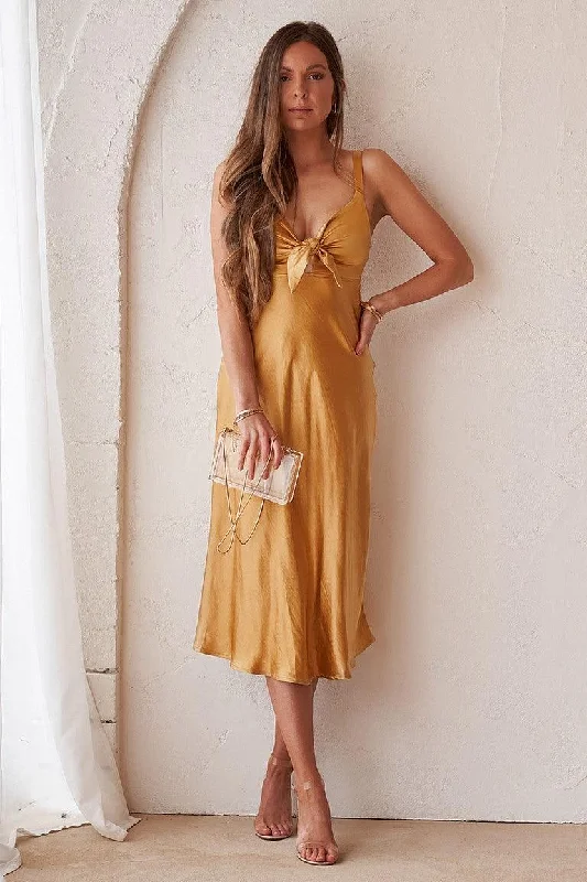 Women's Off-Shoulder DressesGala Midi Dress - Mustard