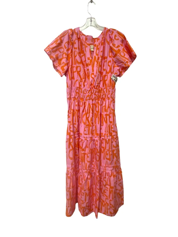 Women's Sweetheart Collar DressesDress Casual Maxi By Anthropologie In Orange & Pink, Size: L