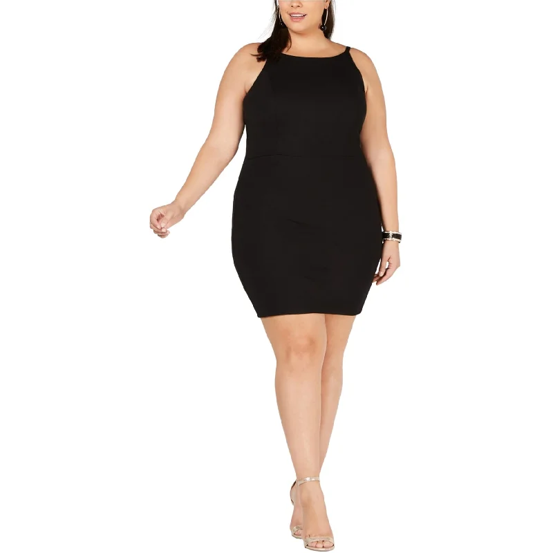 Women's Long-Sleeve DressesSoprano Womens Spaghetti Strap Bodycon Dress, Black, 2X