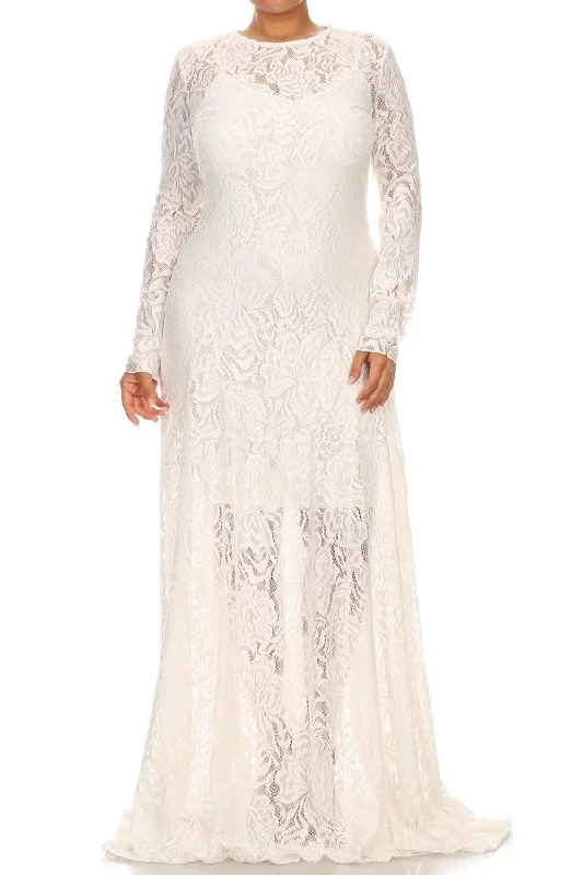 Women's Shawl Collar DressesLace Gown Maxi Dress Long Sleeve Cocktail Party Formal White Sexy