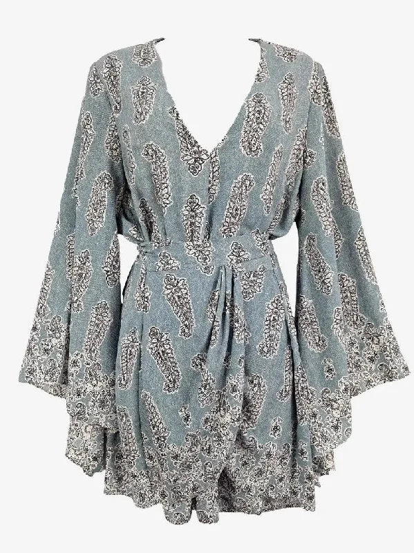 Women's Asymmetrical DressesSheike Paisley Gathered Kimono Sleeve Mini Dress Size 10