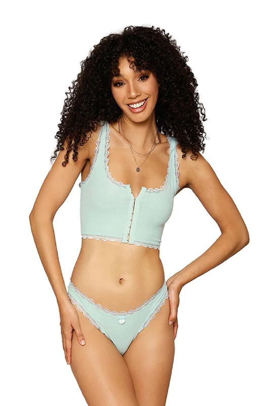 women's pajamas with an elasticized cuffsRib knit bralette and thong set