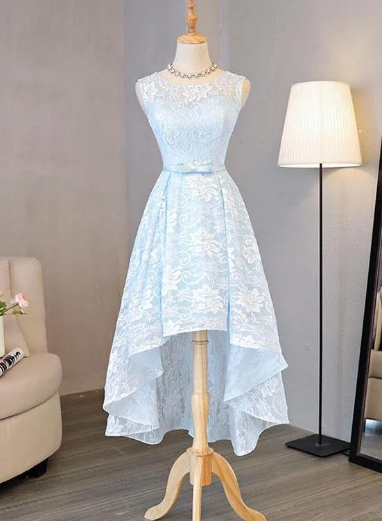 Women's Off-the-Shoulder DressesLovely Light Blue High Low Party Dress , Cute Formal Dress