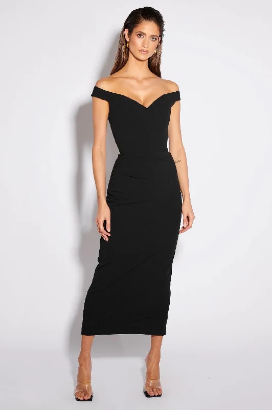 Women's High Collar DressesAami Midi Dress - Black