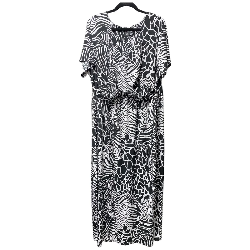 Women's Narrow Collar DressesDress Casual Maxi By Clothes Mentor In Black & White, Size: 22