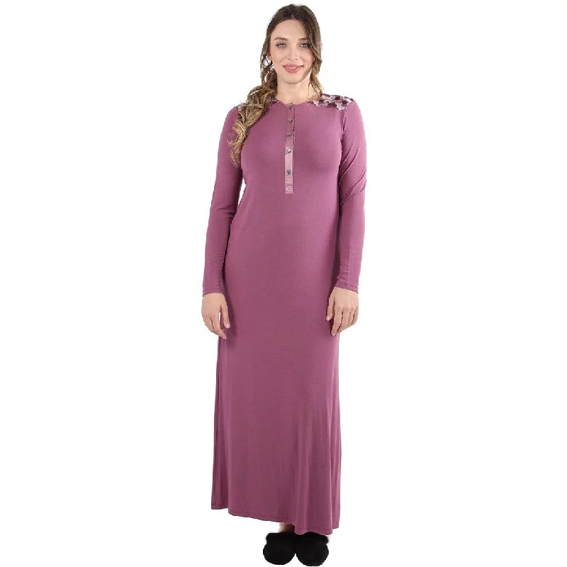 women's pajamas for those who seek ultimate relaxationFLORAL EMBROIDERED SHOULDER GOWN CNL05236