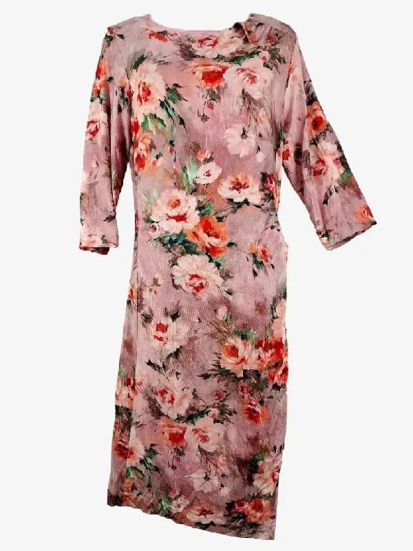 Women's Rounded-Neck DressesLemonade on the Lawn Painted Rose Fitted Maxi Dress Size 10