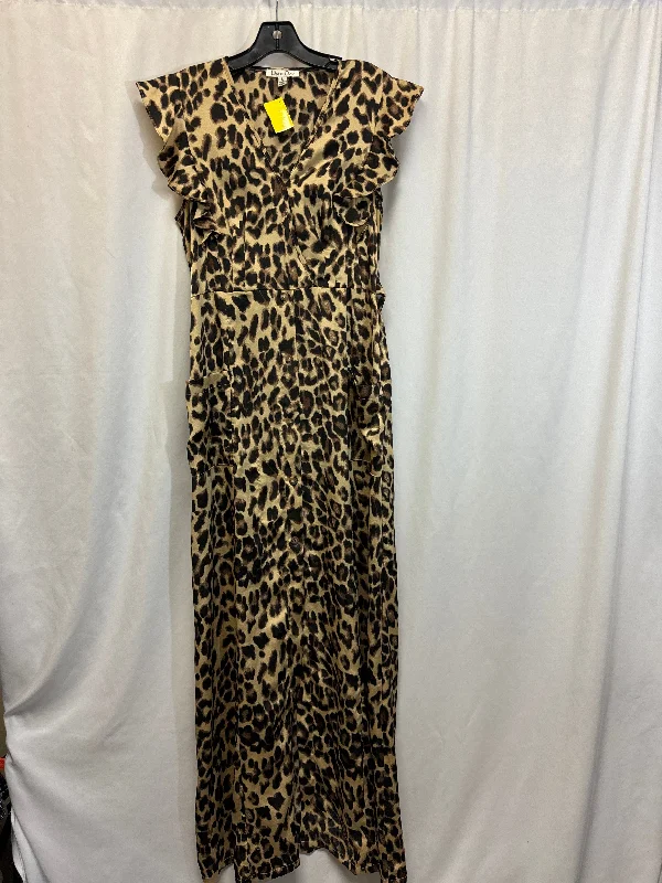 Women's V-Neck DressesDress Casual Maxi By Clothes Mentor In Animal Print, Size: L