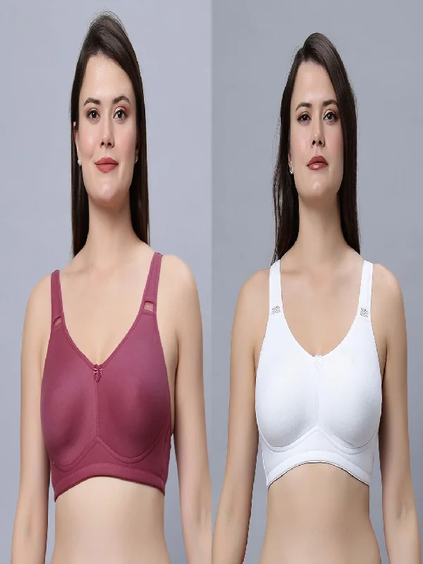 wireless maternity braNon padded full coverage White and Onion Color Bra (Pack of 2)