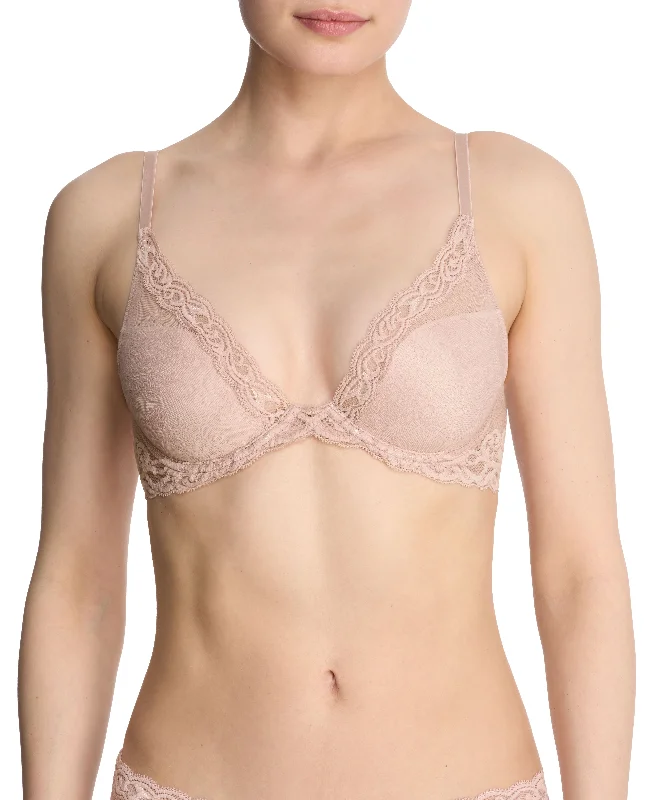 seamless bra with moisture-wicking fabricFeathers Lace Plunge T-Shirt Bra