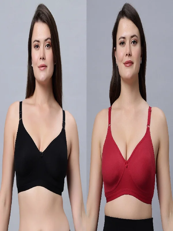 plus-size minimizer underwire braFull coverage Non Padded Bra Red Black color (Pack of 2)