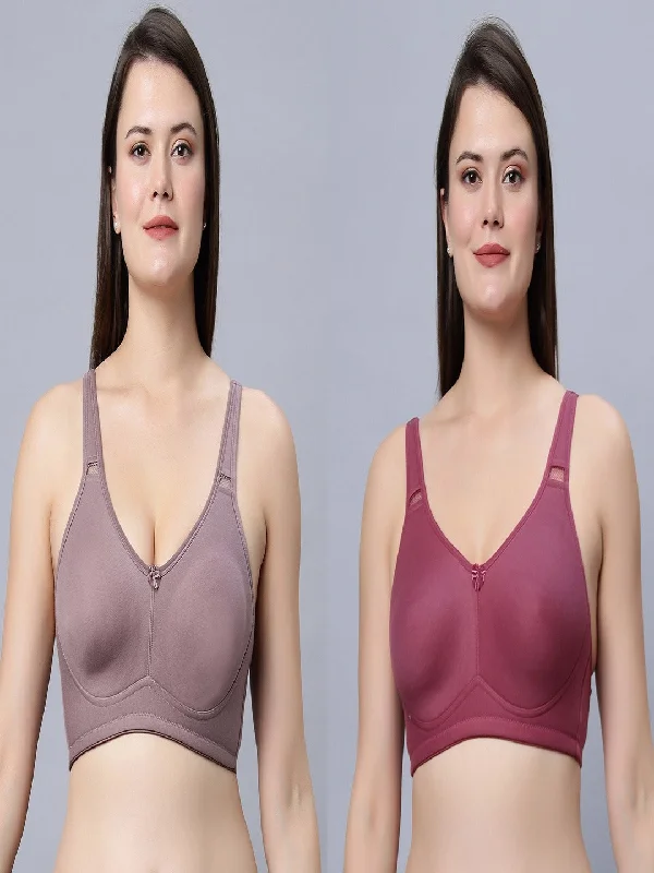 smoothing high-waisted bra for tummy controlNon padded full coverage Mouse and Onion Color Bra (Pack of 2)