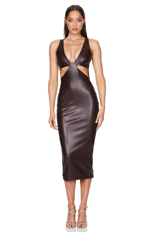 Women's Keyhole-Back DressesNookie Alexia Cut Out Midi Dress - Chocolate