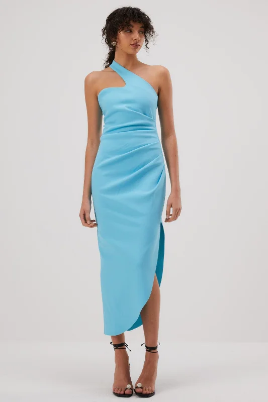 Women's Strapless DressesMisha Delancey Bonded Crepe Midi Dress - Aegan Blue