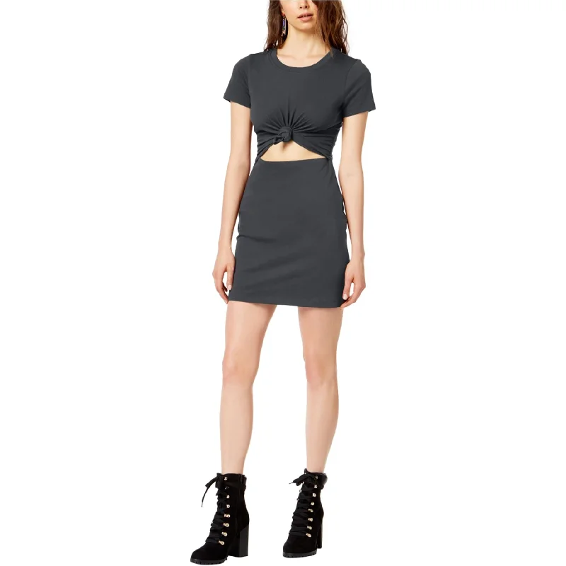 Women's Shirt Collar DressesSocialite Womens Tie-Front Cutout Bodycon Dress