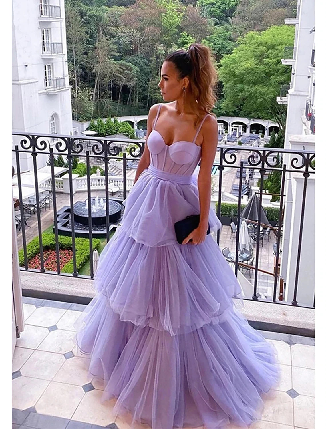 Women's Notched Collar DressesBall Gown Prom Dresses Vintage Dress Formal Wedding Party Floor Length Sleeveless Sweetheart Tulle Backless with Pleats Ruched