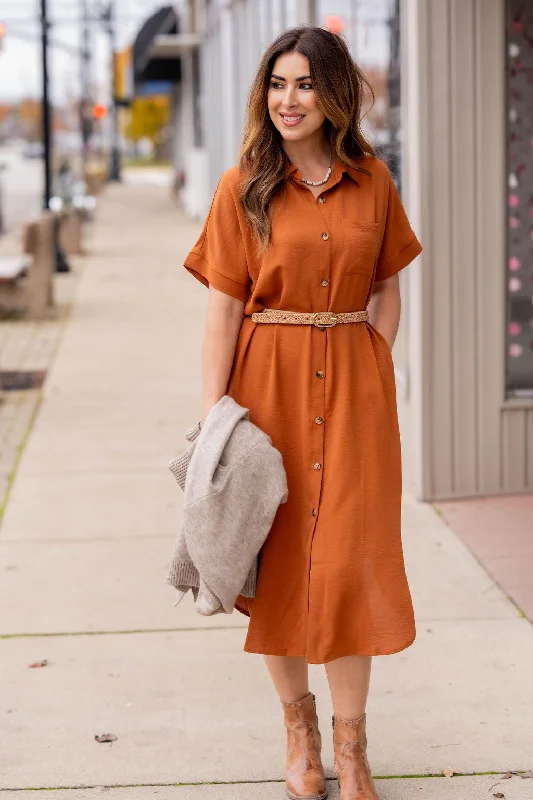 Women's Off-the-Shoulder DressesButton Up Short Sleeve Midi Dress