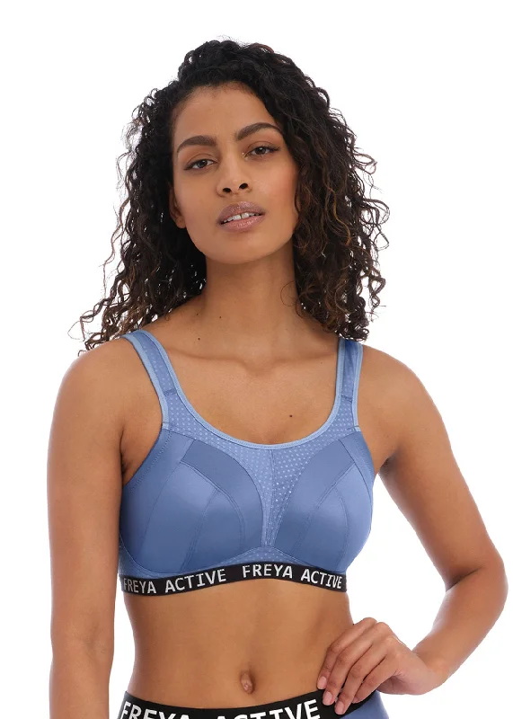 underwire bra with side supportFreya Force Dynamic Denim Soft Cup Crop Top Sports Bra