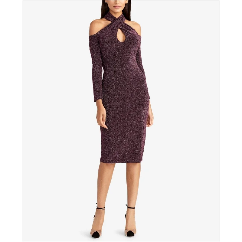 Women's Notched Collar DressesRachel Roy Womens Metallic Bodycon Cocktail Dress, Purple, X-Large