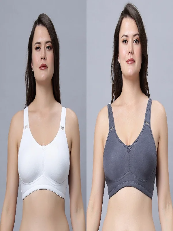 full-coverage bra for large bustsNon padded full coverage White and Grey Color Bra (Pack of 2)