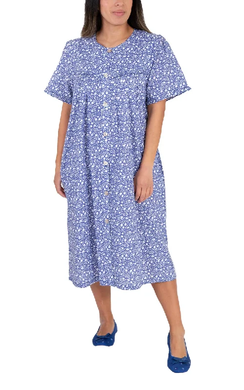 women's pajamas with a relaxed, casual vibeSchrank 100% Cotton Brunchcoat with Short Sleeve in Denim Leaf SK926L