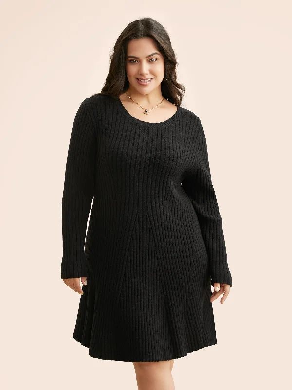 Women's Keyhole-Neck DressesSupersoft Essentials Pit Strip Wool Sweater Dress