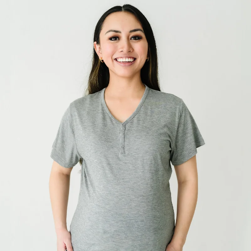 women's pajamas for those who love to indulgeHeather Gray Women's Short Sleeve Pajama Top