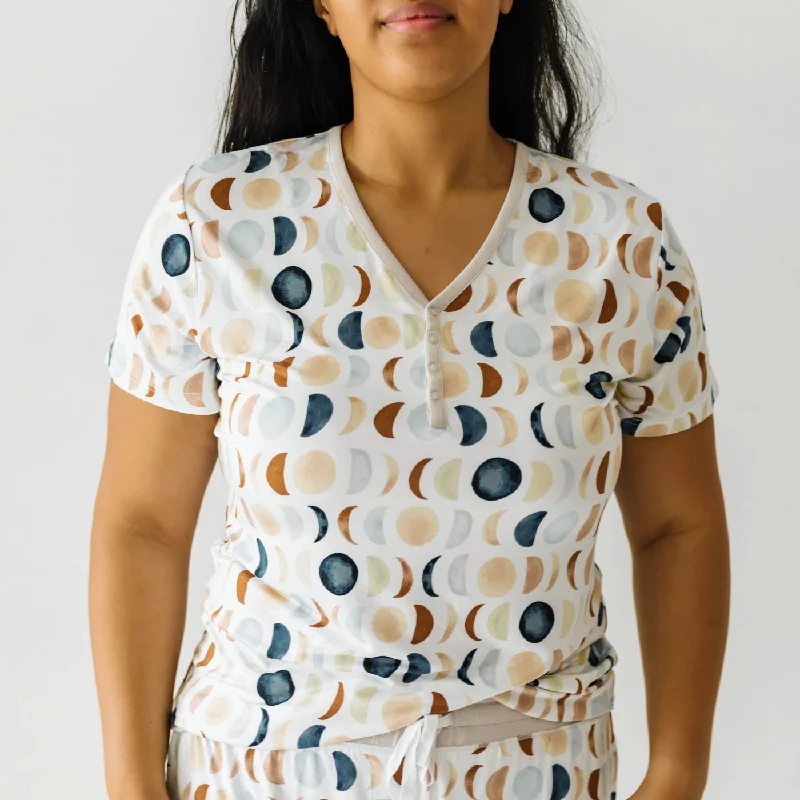 women's button-down pajama shirtsLuna Neutral Women's Short Sleeve Pajama Top